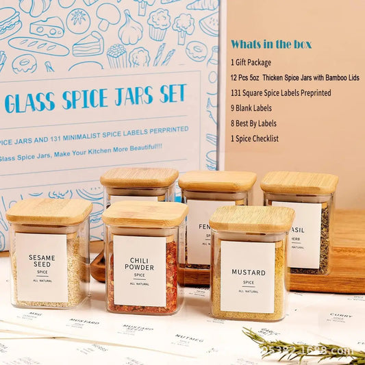 Eco-Friendly Mini Glass Jars with Bamboo Lids – Spice & Food Storage Set