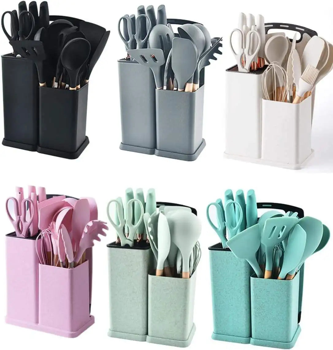 Elegant Wooden Handle Non-Stick Cooking Utensils 19PCS