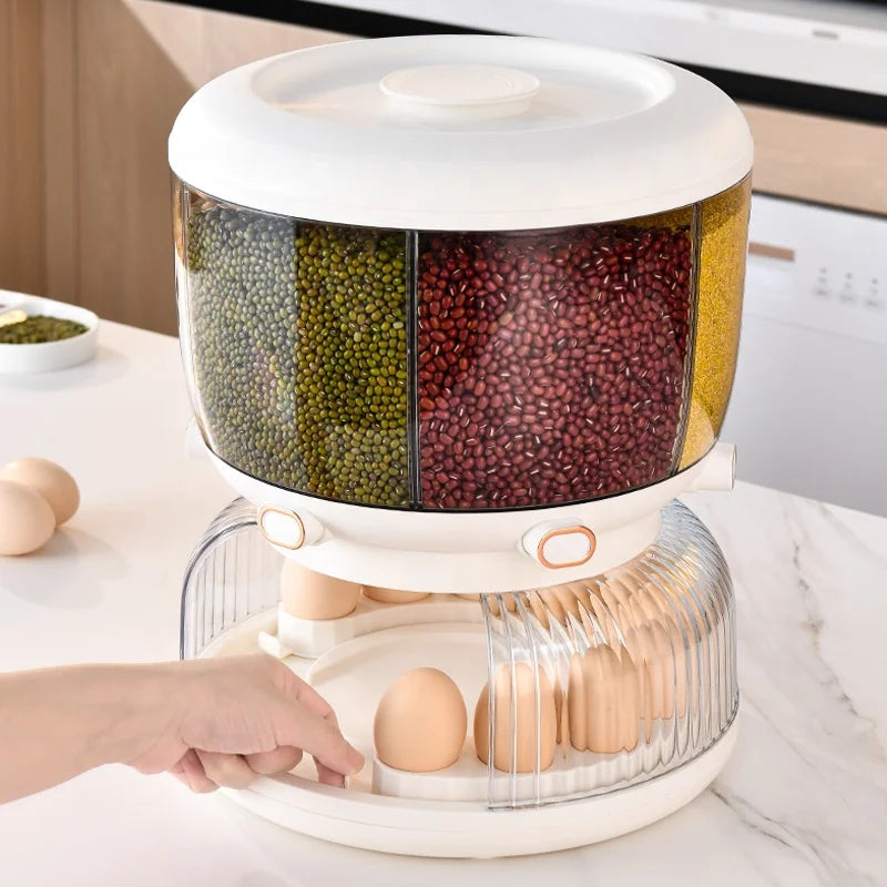 Eco-Friendly 6-Grid Rotating Rice & Cereal Dispenser