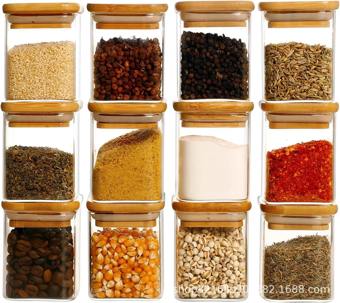 Eco-Friendly Mini Glass Jars with Bamboo Lids – Spice & Food Storage Set