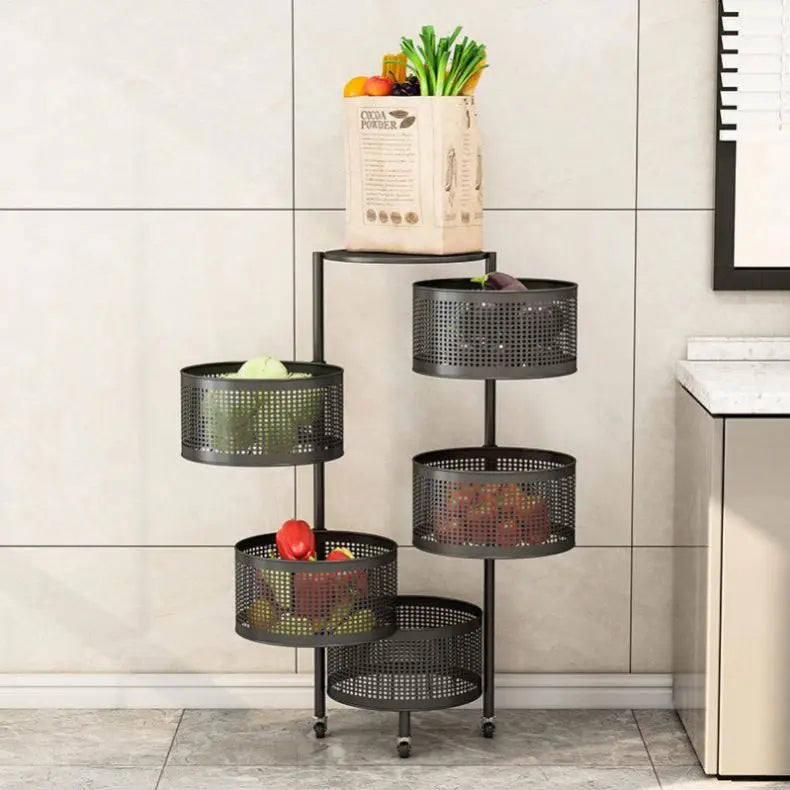 Multi-Layer Rotating Utility Rack for Vegetables & Groceries