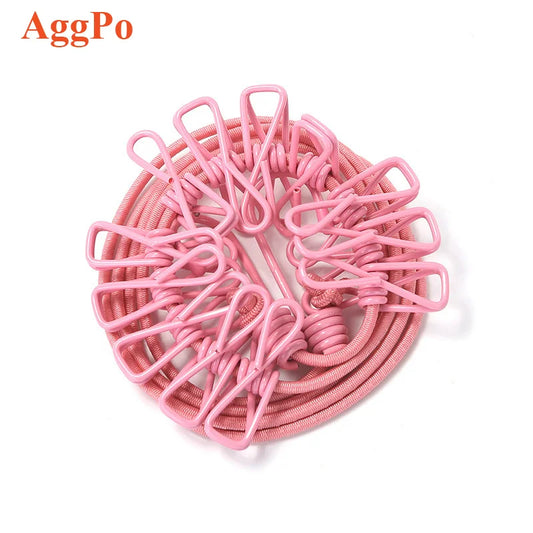 Heavy-Duty Elastic Drying Line with 12 Clips