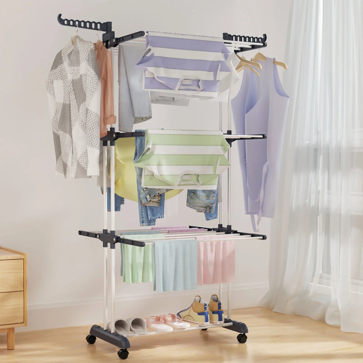 Smart 4-Tier Drying Rack for Indoor Clothes