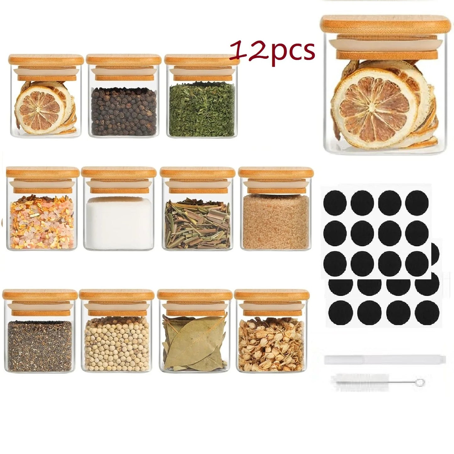Eco-Friendly Mini Glass Jars with Bamboo Lids – Spice & Food Storage Set