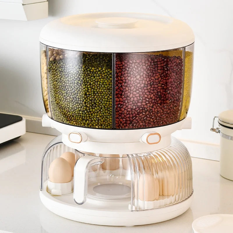 Eco-Friendly 6-Grid Rotating Rice & Cereal Dispenser