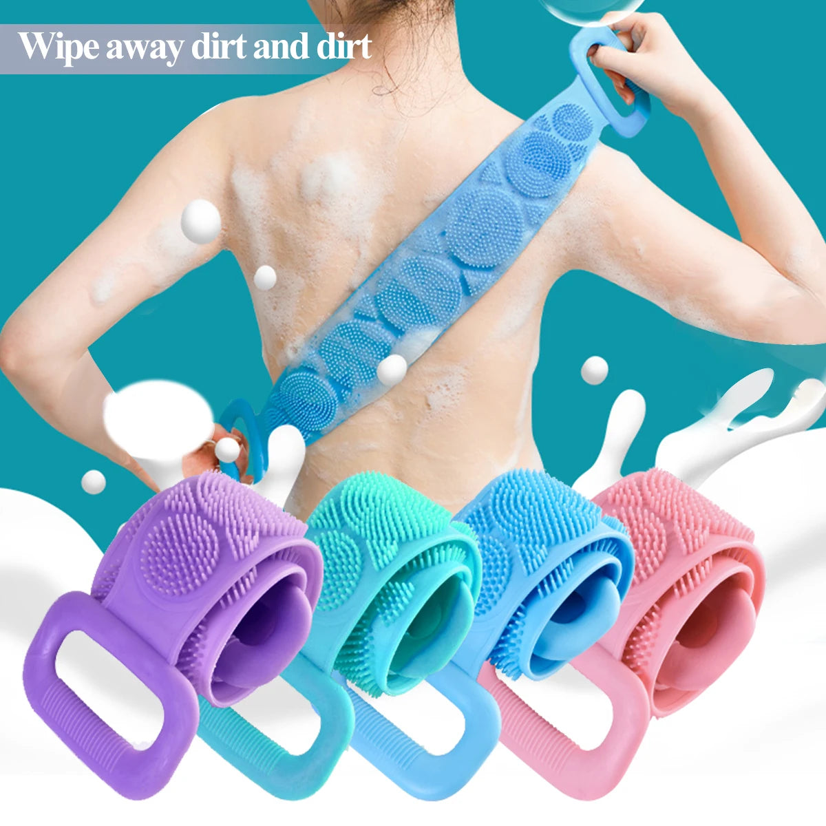 Long Silicone Body Scrubber Belt for Full-Body Glow
