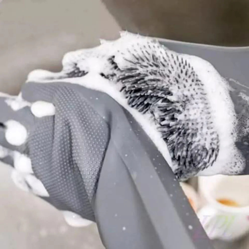 Multipurpose Heat-Proof Silicone Gloves with Scrubber