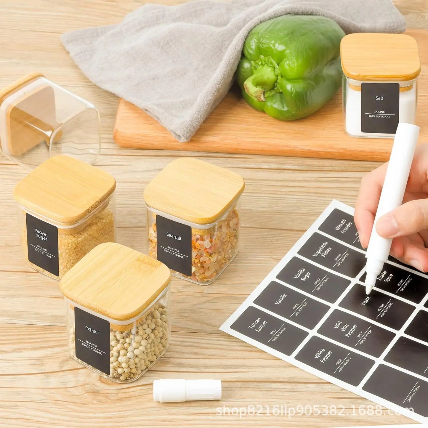 Eco-Friendly Mini Glass Jars with Bamboo Lids – Spice & Food Storage Set