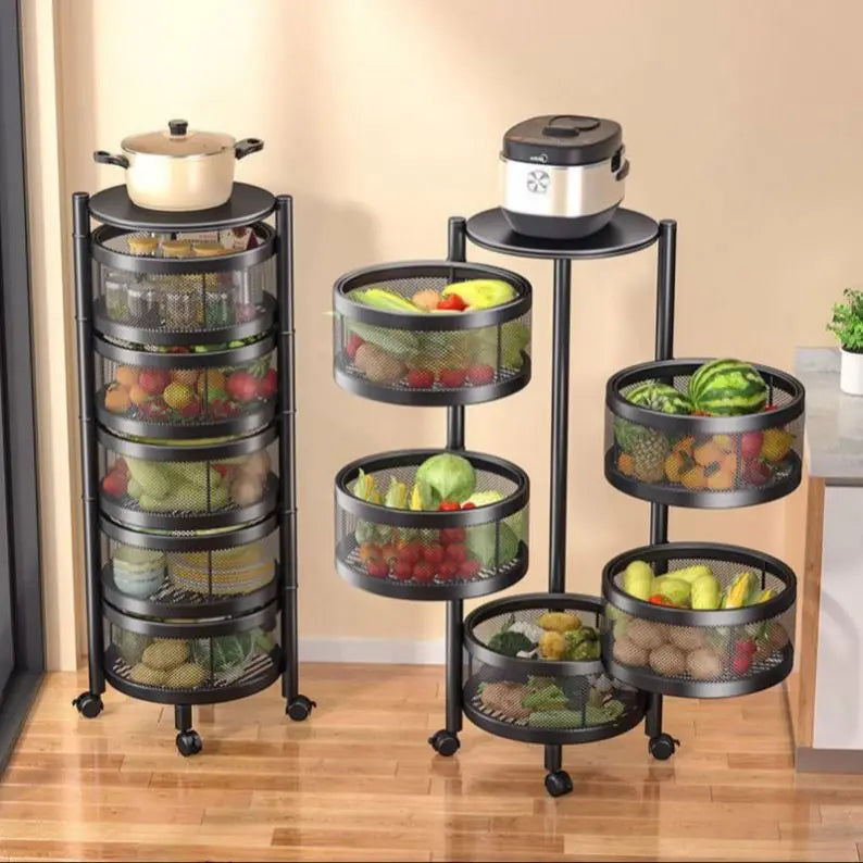 Multi-Layer Rotating Utility Rack for Vegetables & Groceries