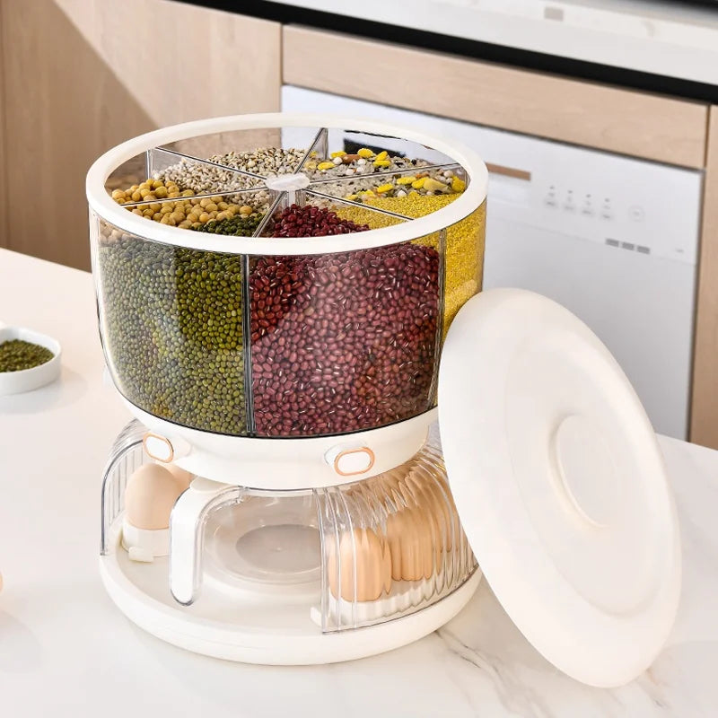 Eco-Friendly 6-Grid Rotating Rice & Cereal Dispenser