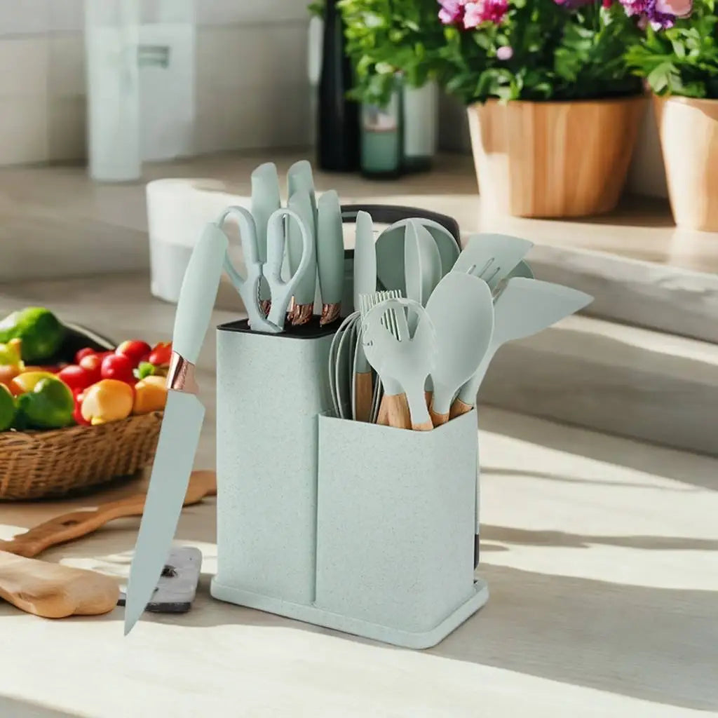 Elegant Wooden Handle Non-Stick Cooking Utensils 19PCS