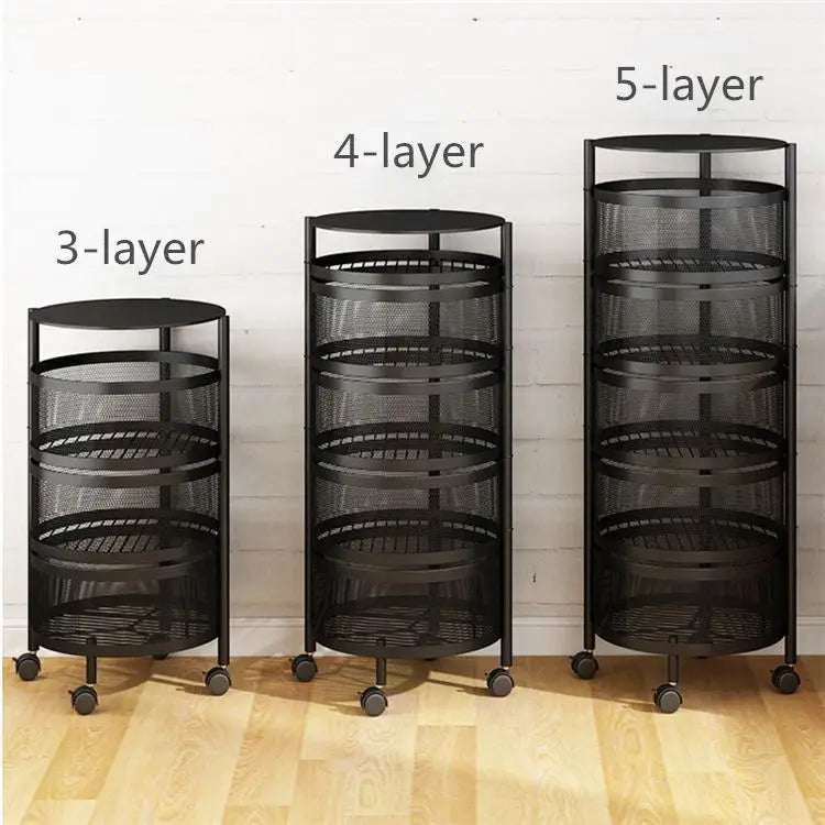 Multi-Layer Rotating Utility Rack for Vegetables & Groceries