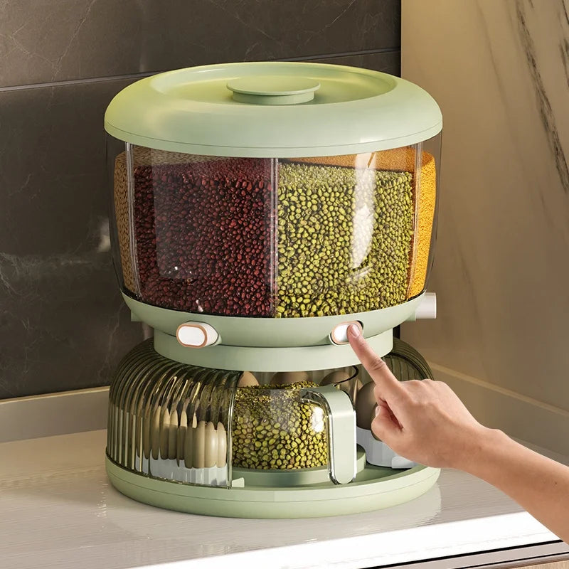 Eco-Friendly 6-Grid Rotating Rice & Cereal Dispenser