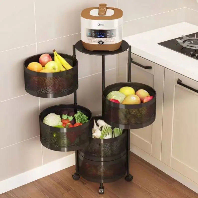 Multi-Layer Rotating Utility Rack for Vegetables & Groceries